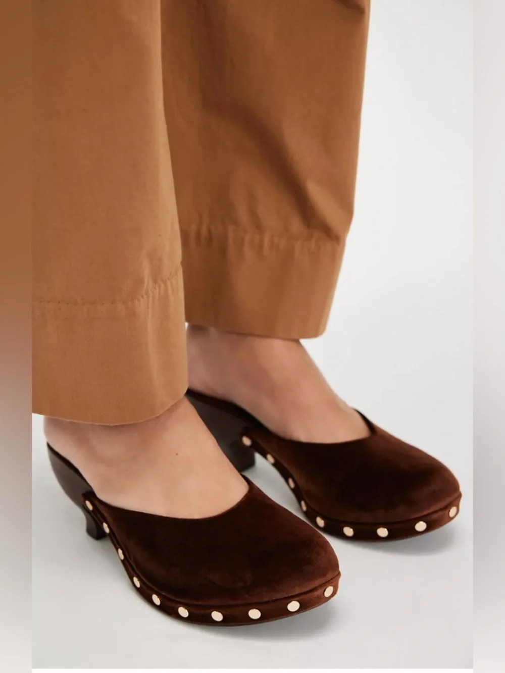 SOLD!!!! Jeffrey Campbell Brown Suede Studded Slip-On Mules - Picture 2 of 13
